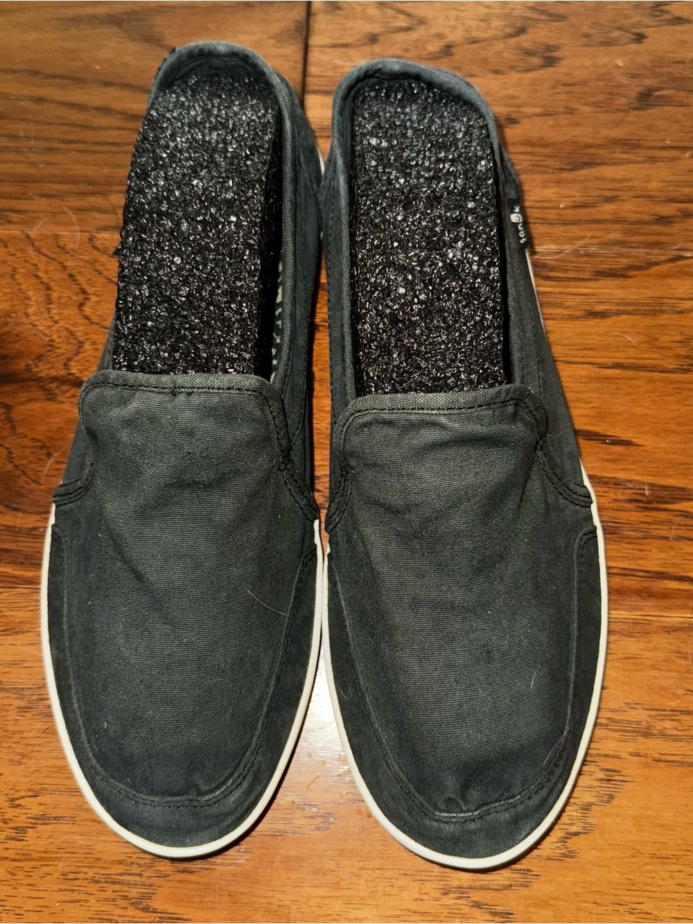 Casual Black Sanuk Slip-On Canvas Shoes